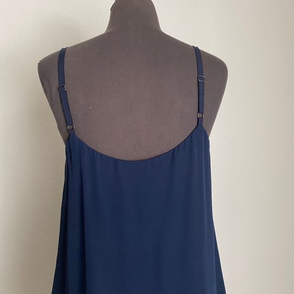 Alice & Olivia sz S 100% Silk spaghetti strap scoop neck asymmetrical shift mini - Picture 7 of 11